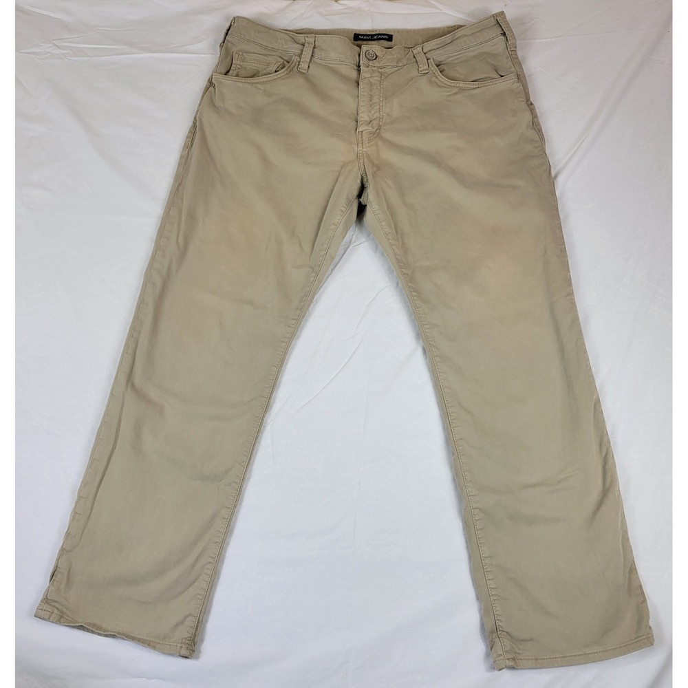 Mavi Matt Relaxed Straight Leg Khaki Pants Mens 38x30 Tan Cotton Blend 0337